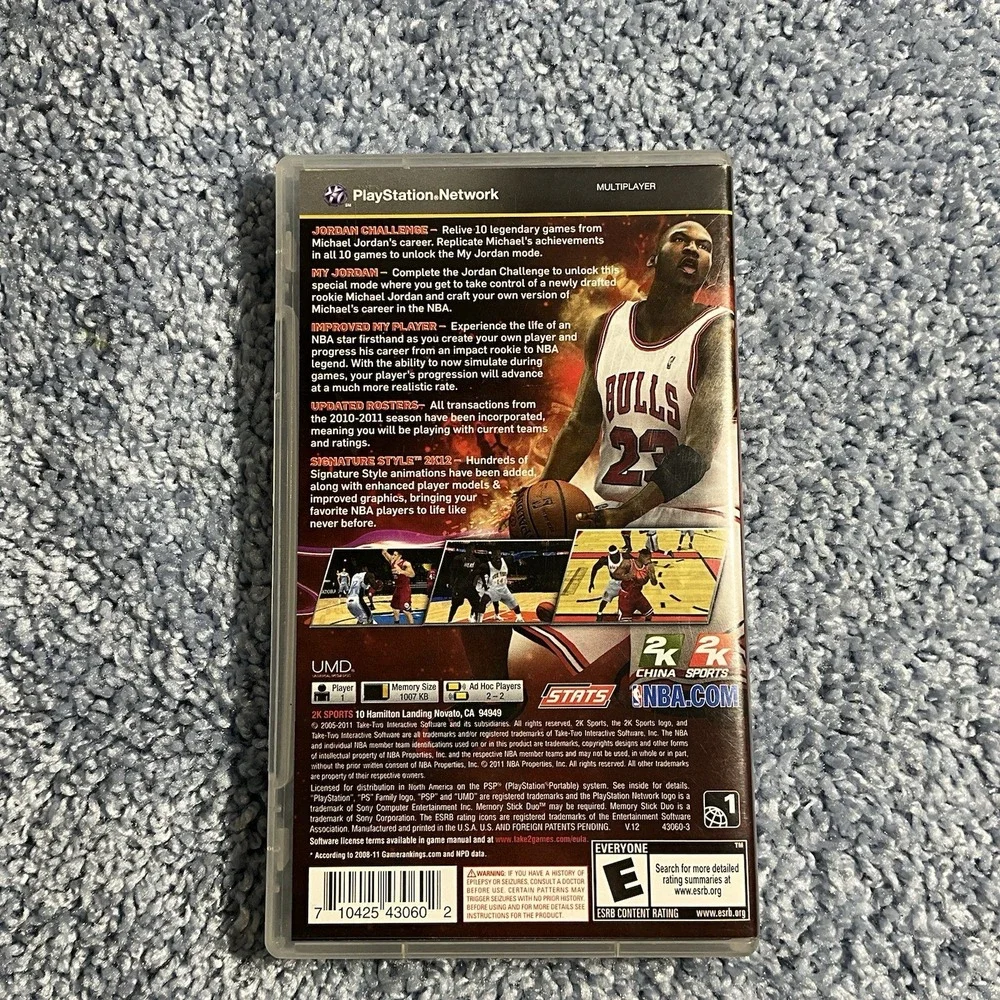 NBA 2K12 (Sony PSP PlayStation game) Michael Jordan 2K Sports Complete PSP